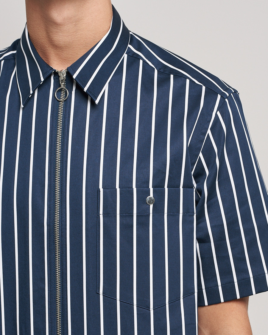 Men | Shirts | J.Lindeberg | Chainy Short Sleeve Zip Shirt Navy