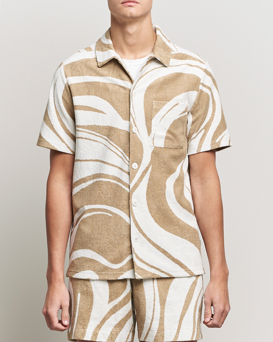 Men | Short Sleeve Shirts | J.Lindeberg | BillyToweling Jacquard Shirt Safari Beige