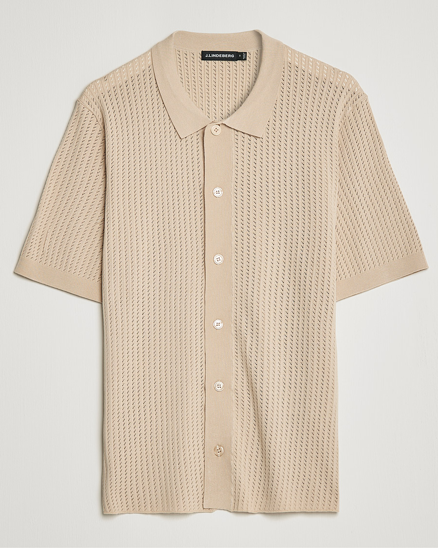 Men | Shirts | J.Lindeberg | Skyler Rayon Silk Knit Shirt Safari Beige