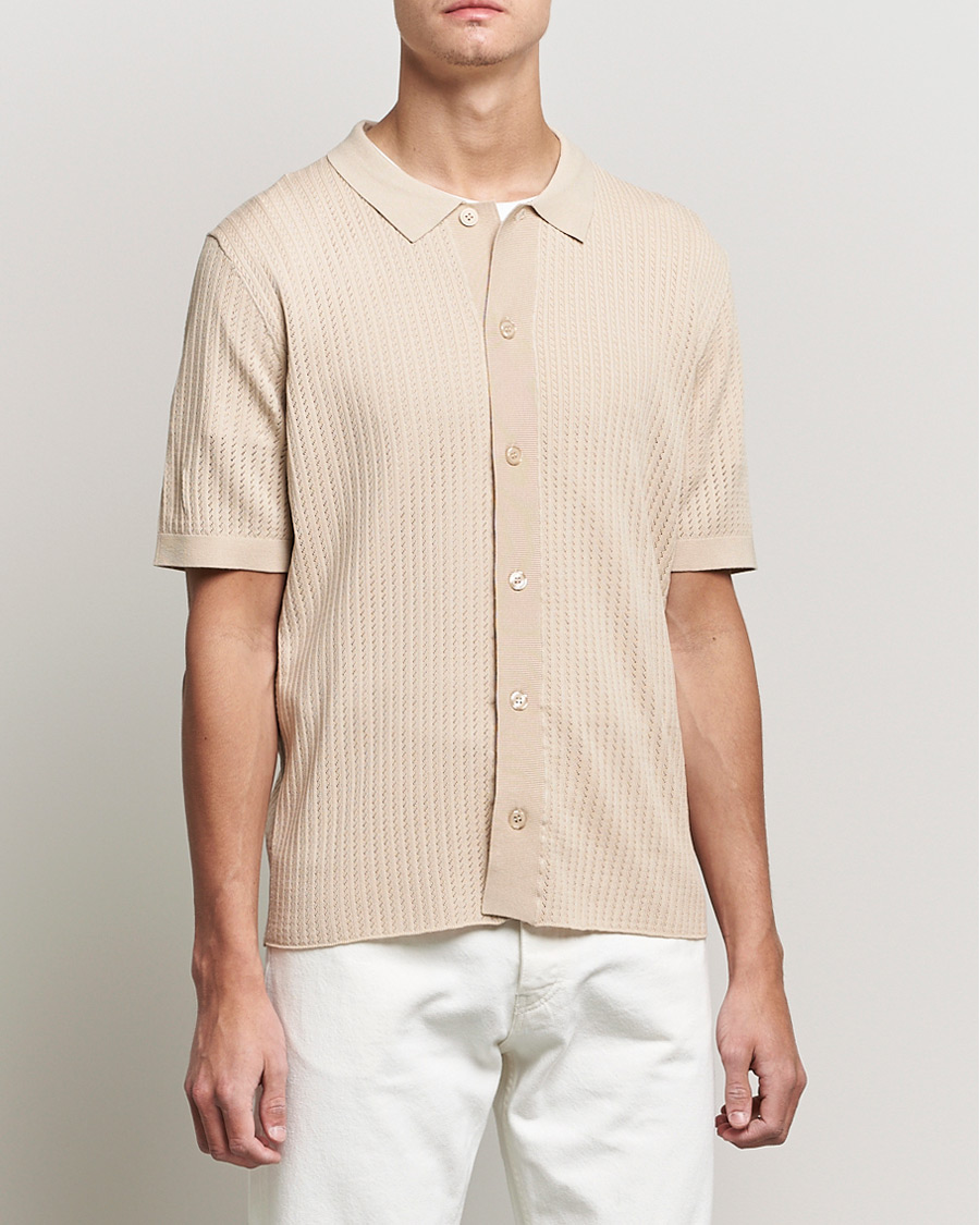 Men | Shirts | J.Lindeberg | Skyler Rayon Silk Knit Shirt Safari Beige
