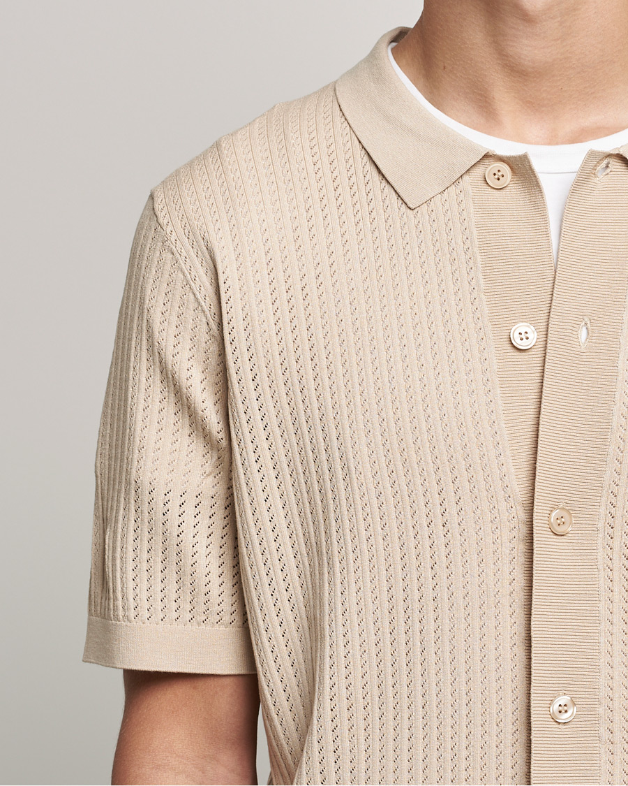 Men | Shirts | J.Lindeberg | Skyler Rayon Silk Knit Shirt Safari Beige