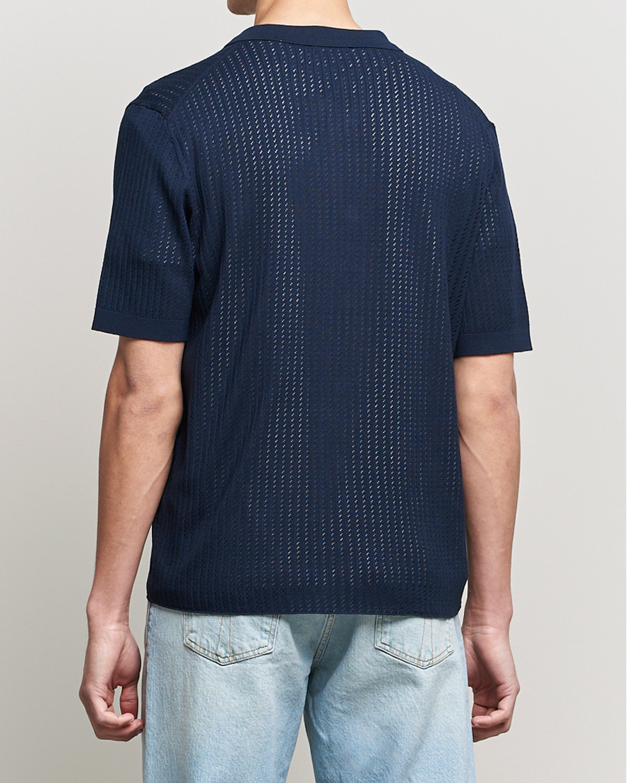 Men | Shirts | J.Lindeberg | Skyler Rayon Silk Knit Shirt Navy