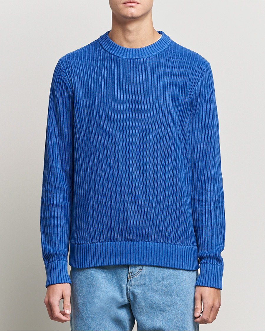 Men | Sweaters & Knitwear | J.Lindeberg | Coy Summer Structure Organic Cotton Sweater Royal Blue