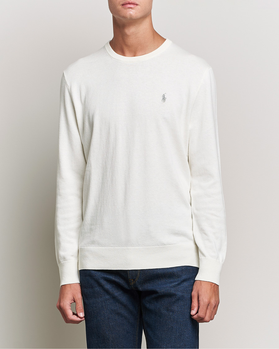 Men | Sweaters & Knitwear | Polo Ralph Lauren | Cotton/Cashmere Crew Neck Pullover Deckwash White
