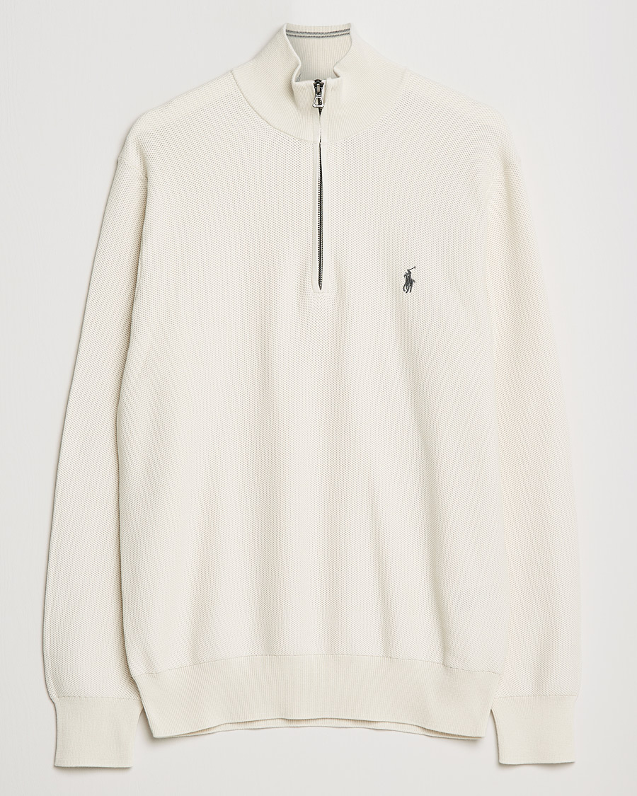 Polo Ralph Lauren Textured Half-Zip Antique Creme at CareOfCarl.com