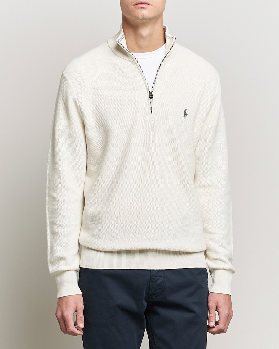 Men | Sweaters & Knitwear | Polo Ralph Lauren | Textured Half-Zip Antique Creme