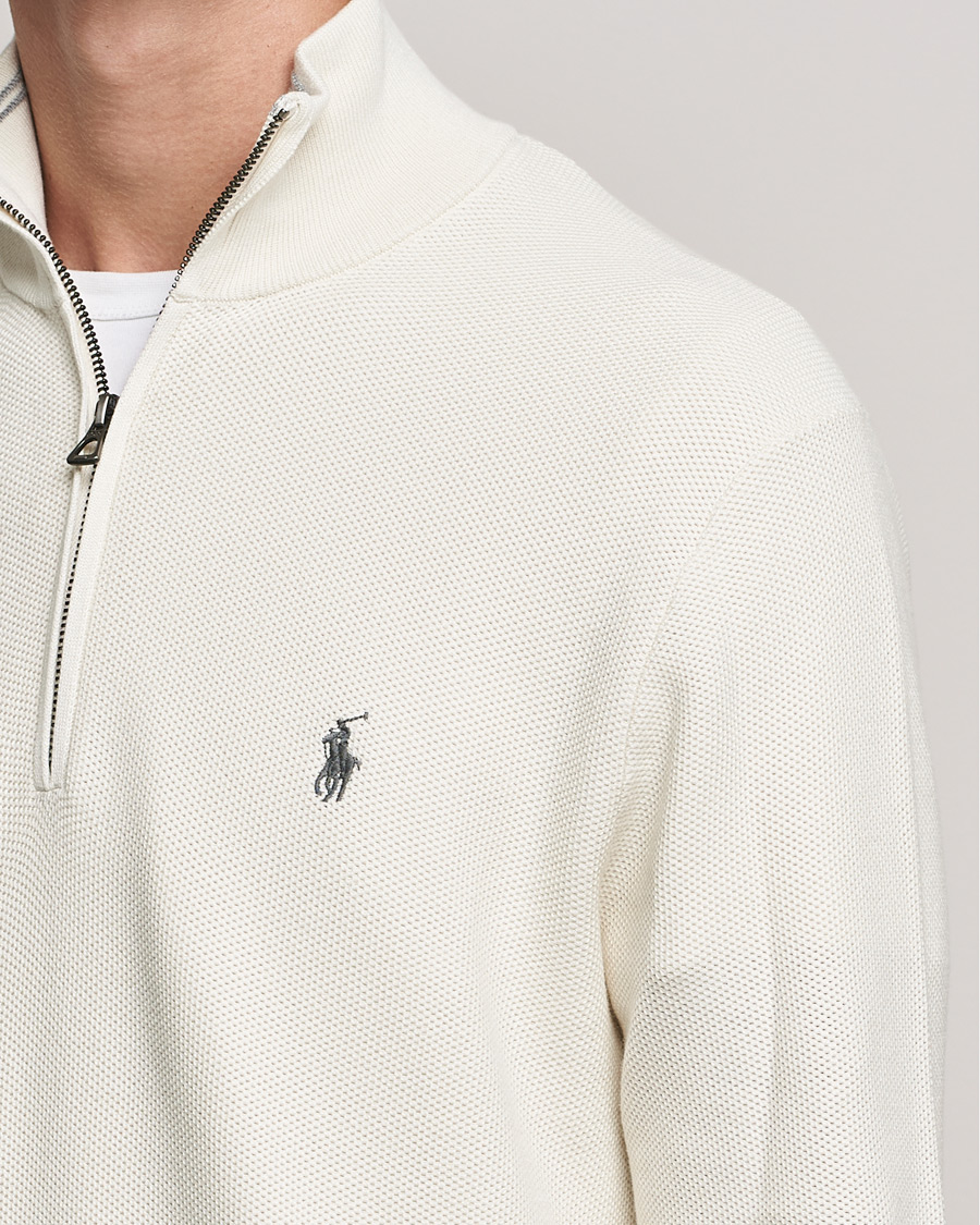 Men | Sweaters & Knitwear | Polo Ralph Lauren | Textured Half-Zip Antique Creme