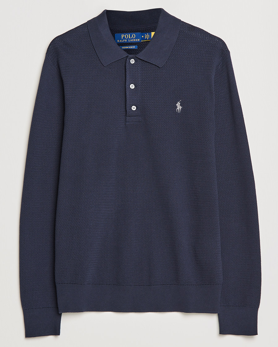 Men | Sweaters & Knitwear | Polo Ralph Lauren | Textured Knitted Polo Navy