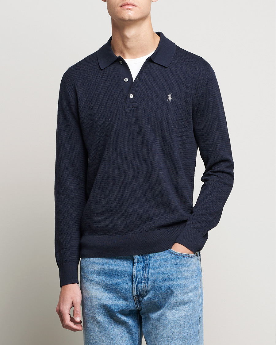 Men | Sweaters & Knitwear | Polo Ralph Lauren | Textured Knitted Polo Navy