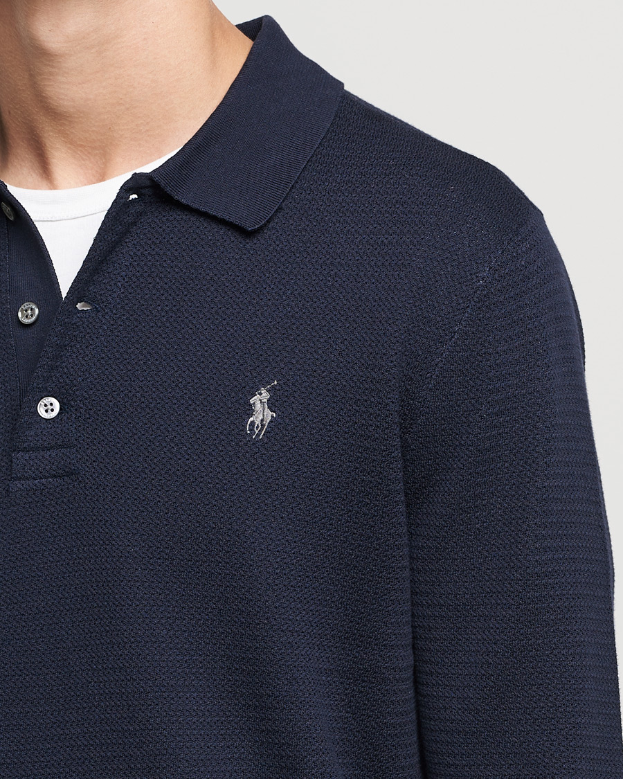 Men | Sweaters & Knitwear | Polo Ralph Lauren | Textured Knitted Polo Navy