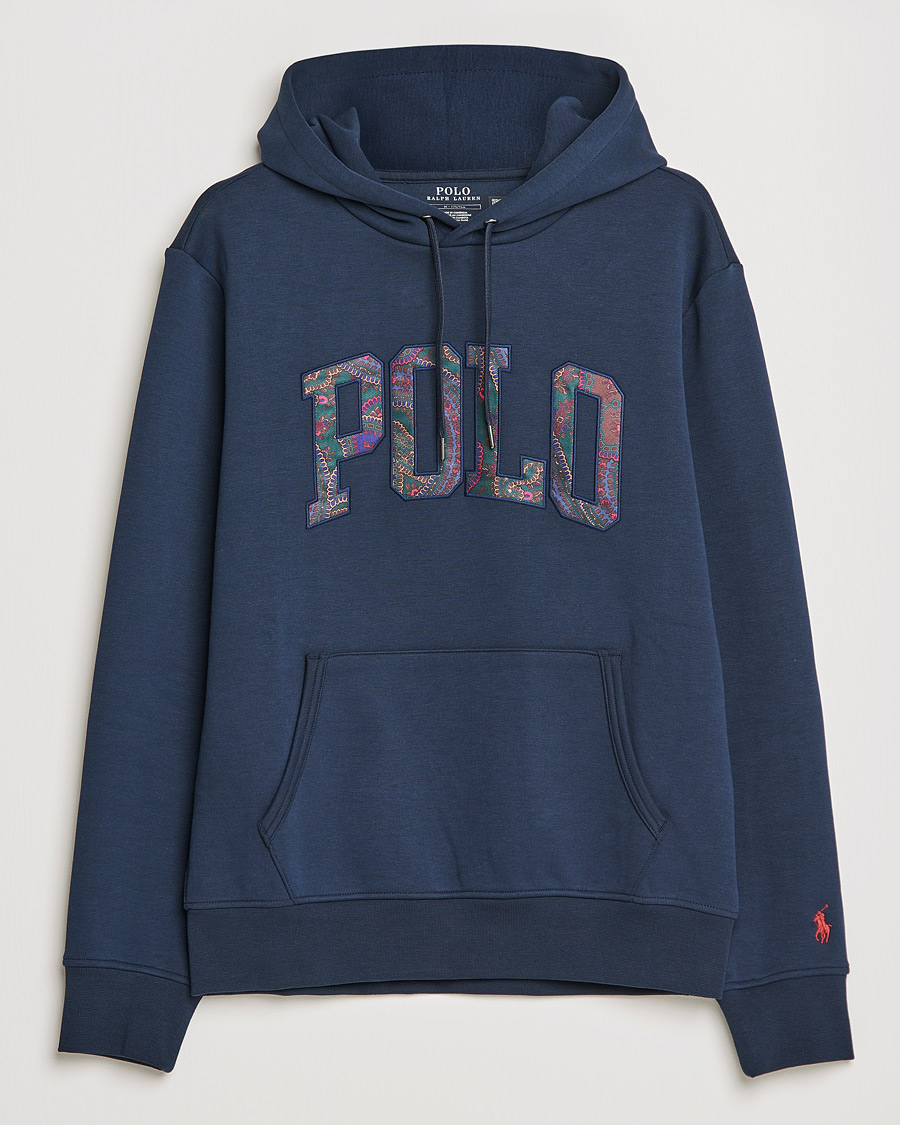 Men | Sweaters & Knitwear | Polo Ralph Lauren | Double Knit Paisley Retro Logo Hoodie Aviator Navy