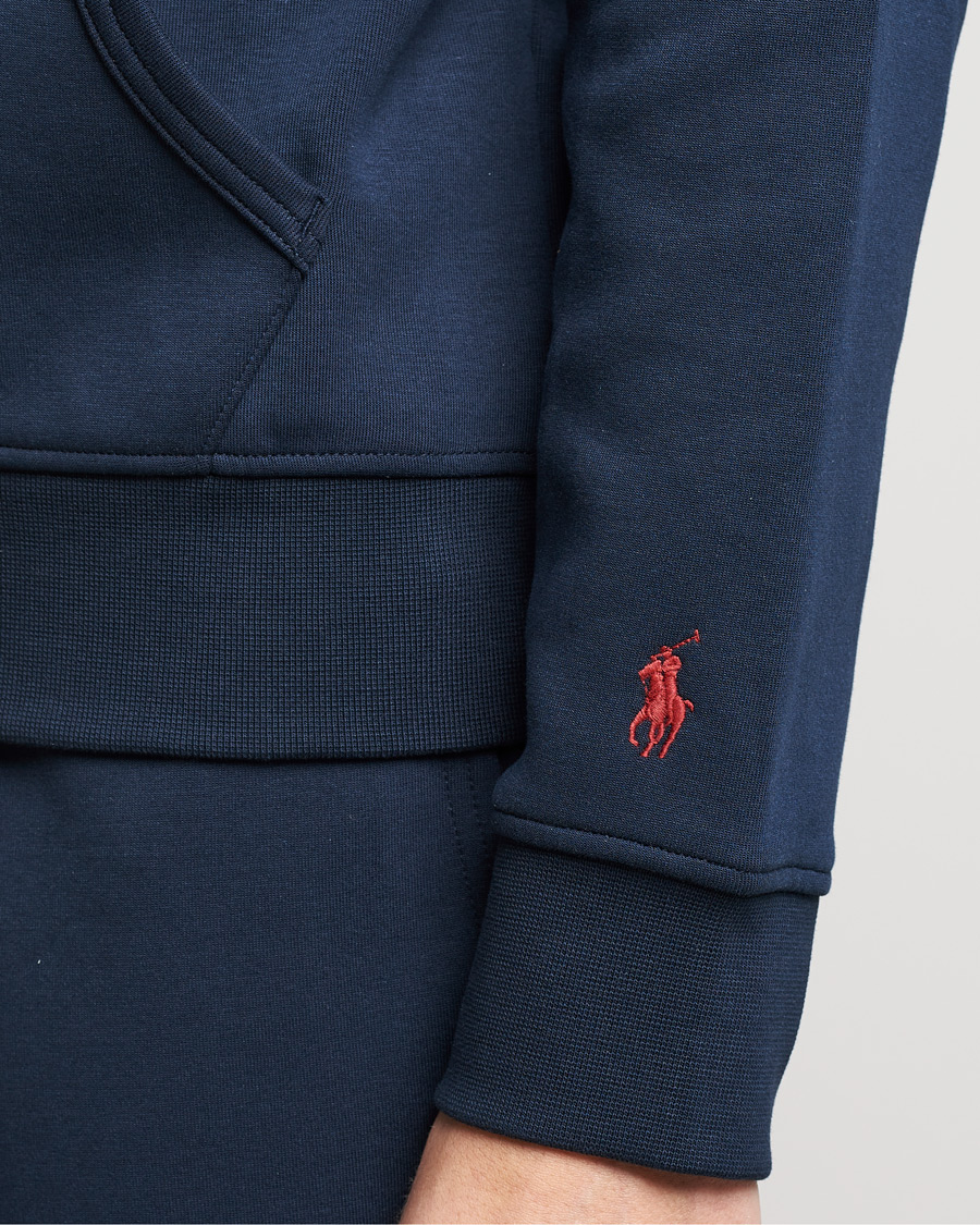 Men | Sweaters & Knitwear | Polo Ralph Lauren | Double Knit Paisley Retro Logo Hoodie Aviator Navy