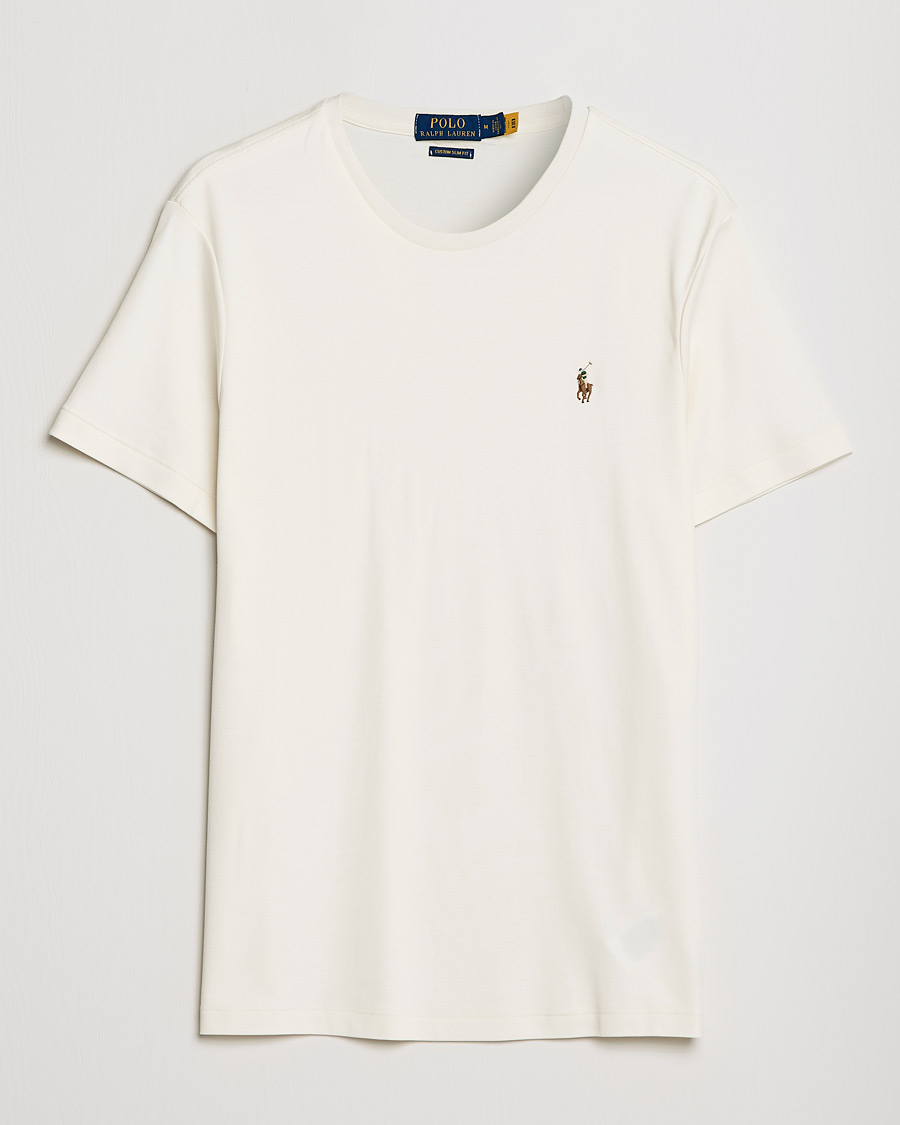Men | T-Shirts | Polo Ralph Lauren | Luxury Pima Cotton Crew Neck T-Shirt Clubhouse Cream