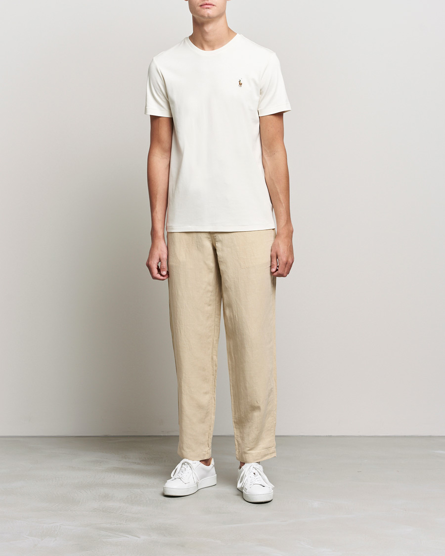 Men | T-Shirts | Polo Ralph Lauren | Luxury Pima Cotton Crew Neck T-Shirt Clubhouse Cream