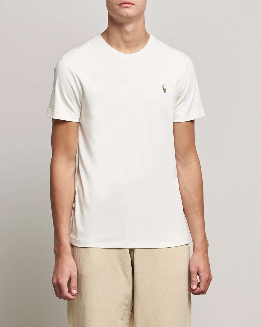 Men | White t-shirts | Polo Ralph Lauren | Luxury Pima Cotton Crew Neck T-Shirt Clubhouse Cream
