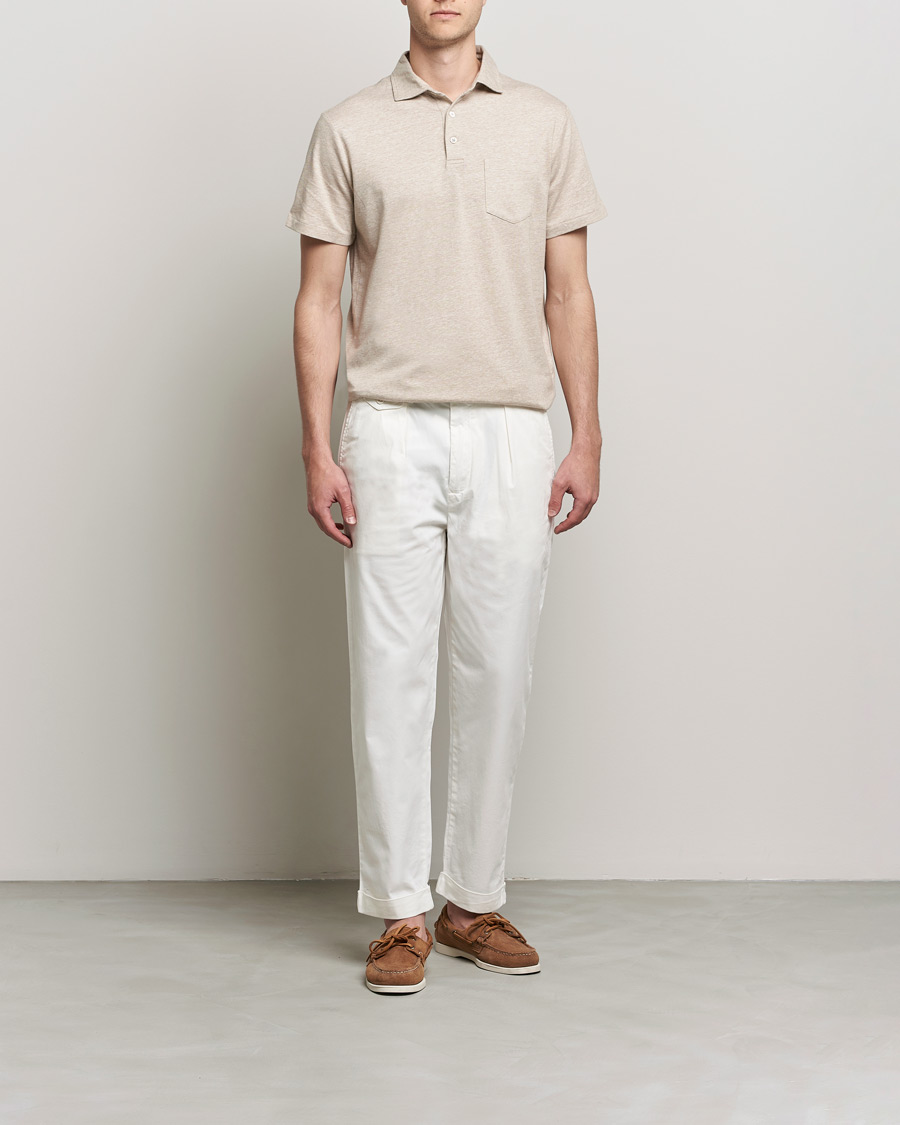 Men |  | Polo Ralph Lauren | Custom Slim Fit Cotton/Linen Polo Tan Heather