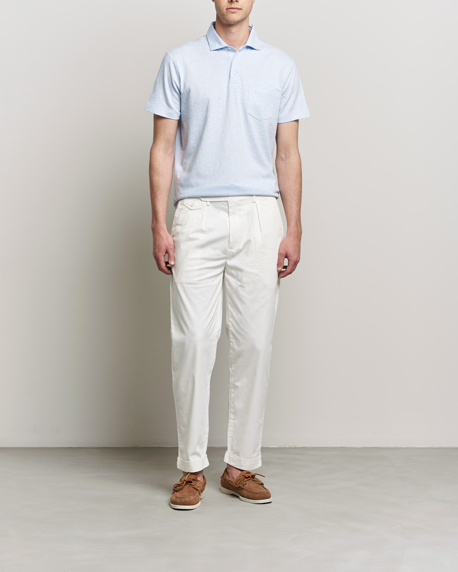 Men |  | Polo Ralph Lauren | Custom Slim Fit Cotton/Linen Polo Elite Blue Heather