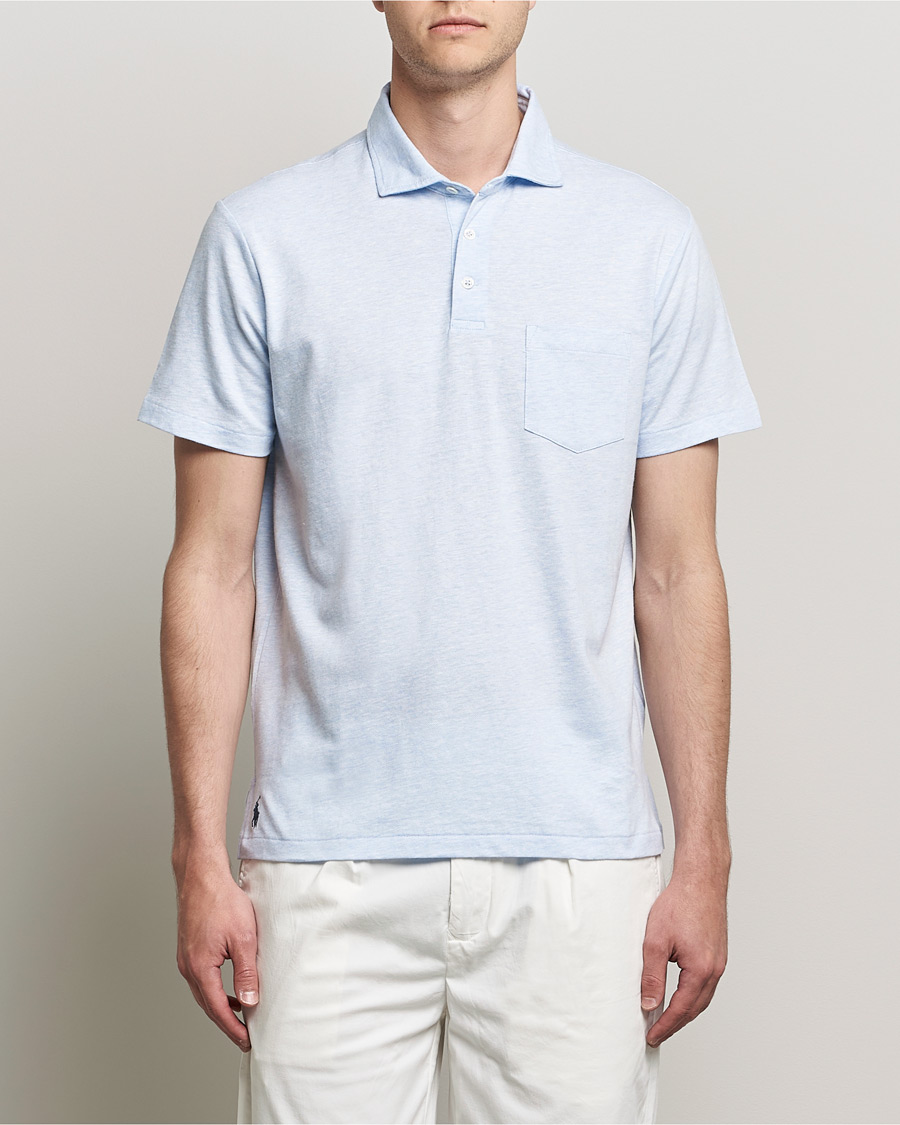 Men | Polo Shirts | Polo Ralph Lauren | Custom Slim Fit Cotton/Linen Polo Elite Blue Heather