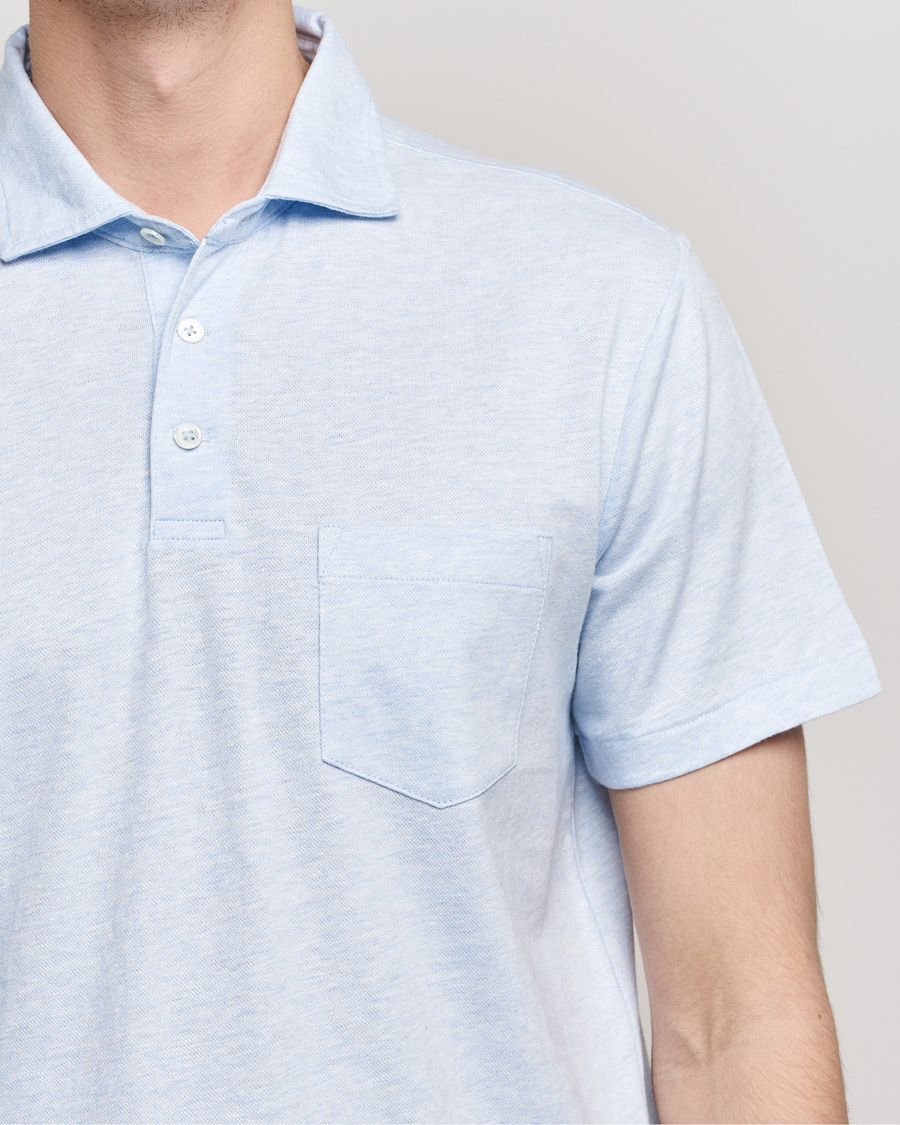 Men | Polo Shirts | Polo Ralph Lauren | Custom Slim Fit Cotton/Linen Polo Elite Blue Heather