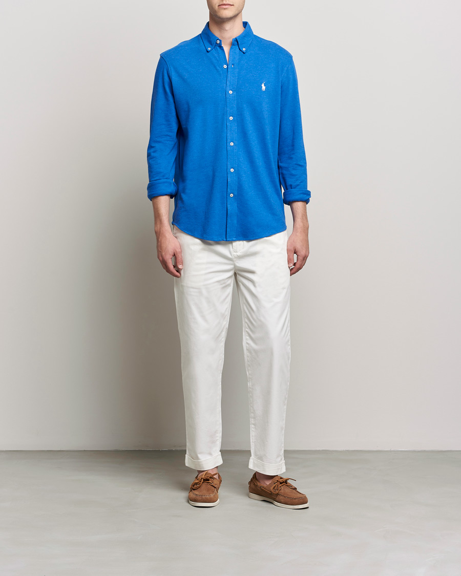 Men | Shirts | Polo Ralph Lauren | Featherweight Mesh Shirt Dockside Blue Heather