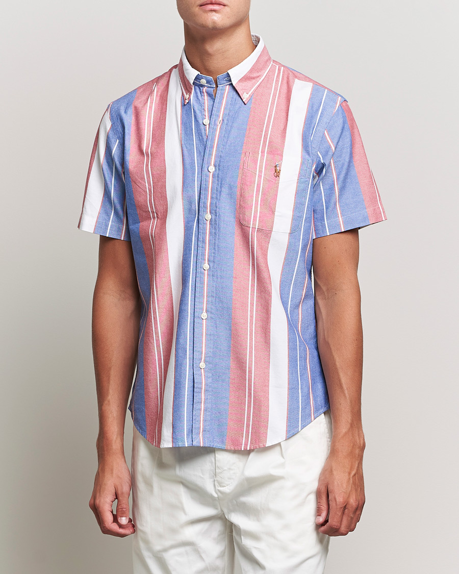 Men | Short Sleeve Shirts | Polo Ralph Lauren | Custom Fit Oxford Short Sleeve Striped Shirt Multi