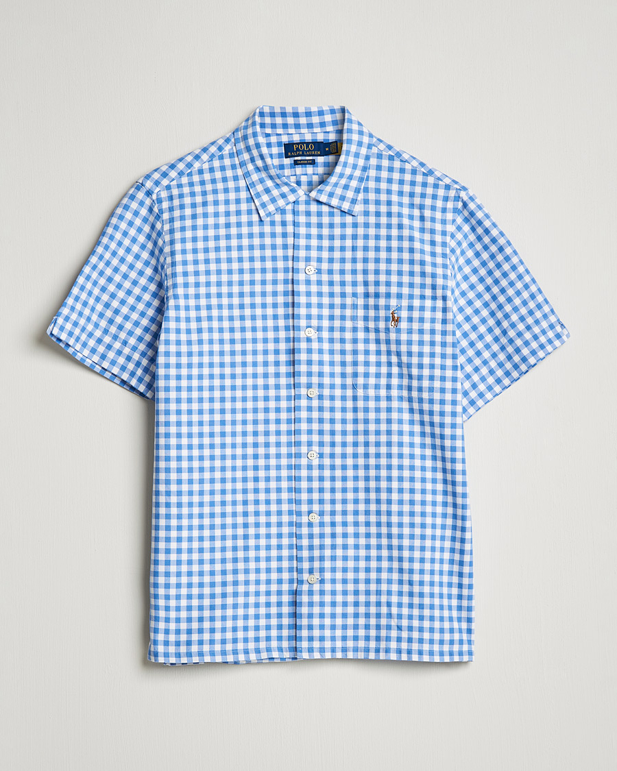 Men | Shirts | Polo Ralph Lauren | Short Sleeve Resort Collar Checked Shirt Blue/White