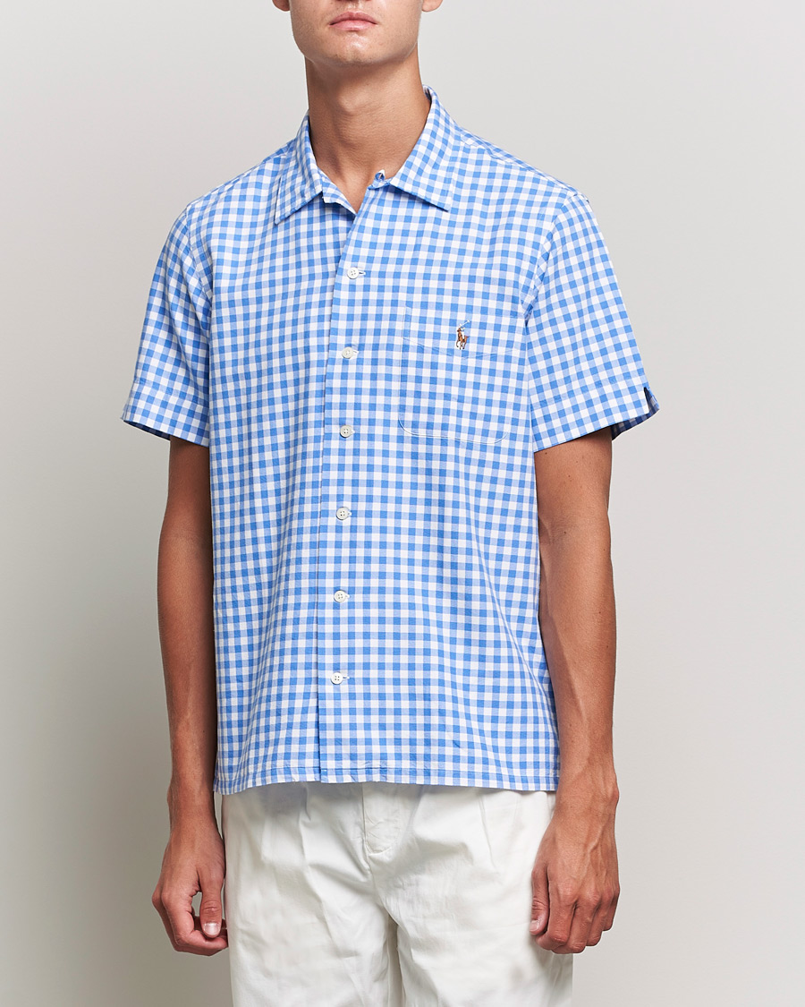 Men | Short Sleeve Shirts | Polo Ralph Lauren | Short Sleeve Resort Collar Checked Shirt Blue/White