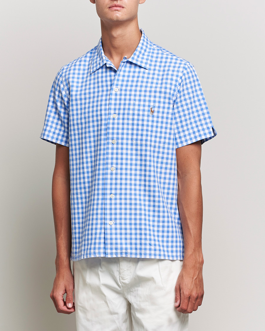 Men | Shirts | Polo Ralph Lauren | Short Sleeve Resort Collar Checked Shirt Blue/White