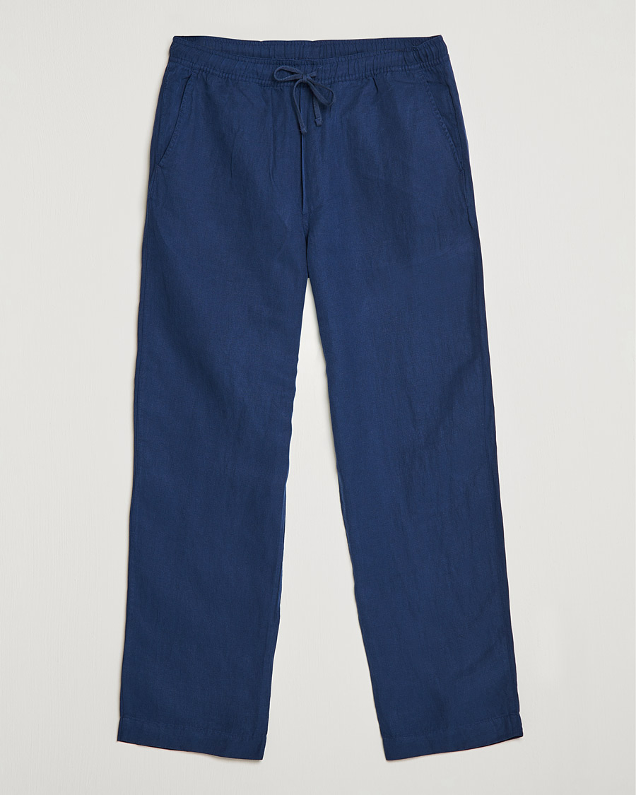 Men | Trousers | Polo Ralph Lauren | Linen/Silk Drawstring Trousers Newport Navy
