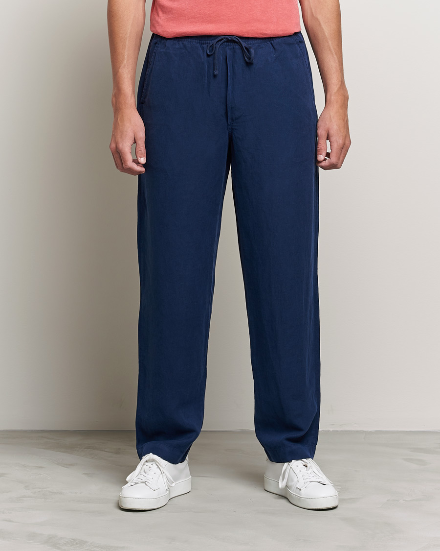 Men | The Linen Closet | Polo Ralph Lauren | Linen/Silk Drawstring Trousers Newport Navy