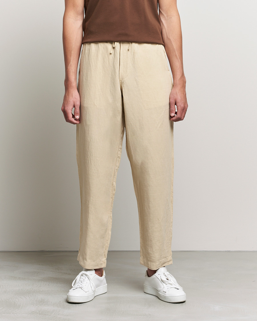Men | Trousers | Polo Ralph Lauren | Linen/Silk Drawstring Trousers Tallow Cream