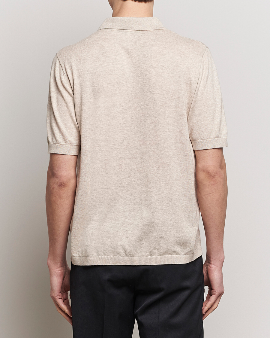 Men | Polo Shirts | A Day's March | Ebro Cotton/Merino Open Collar Polo Sand