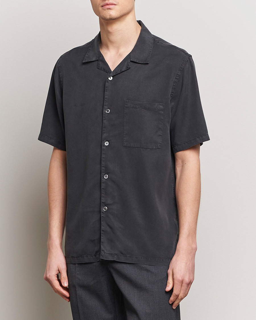 Men | Shirts | A Day's March | Yamu Lyocell Shirt Off Black