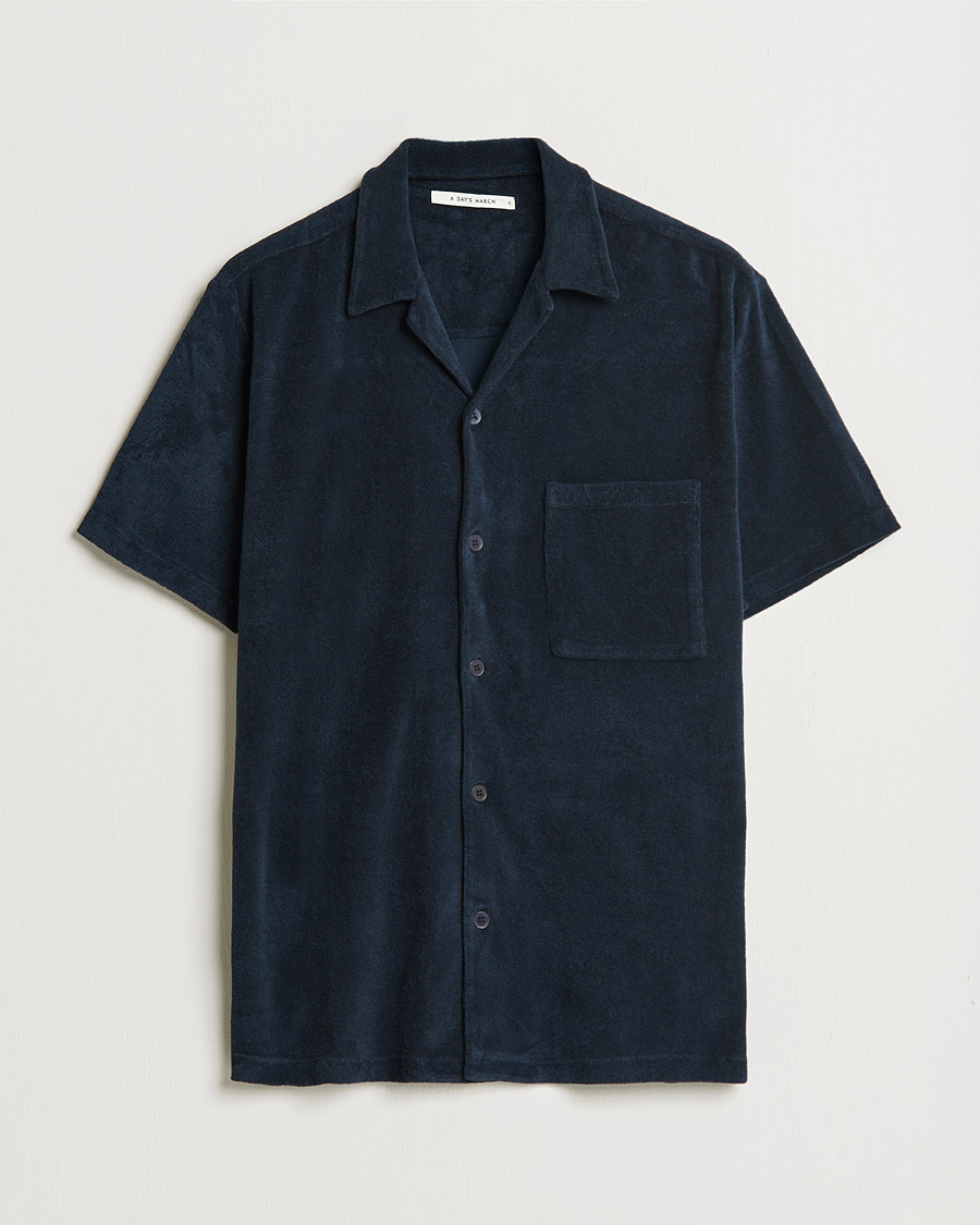 Men | Shirts | A Day's March | Yamu Short Sleeve Terry Shirt Navy