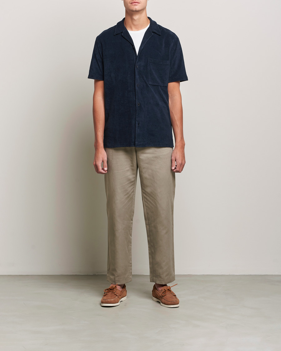 Men | Shirts | A Day's March | Yamu Short Sleeve Terry Shirt Navy