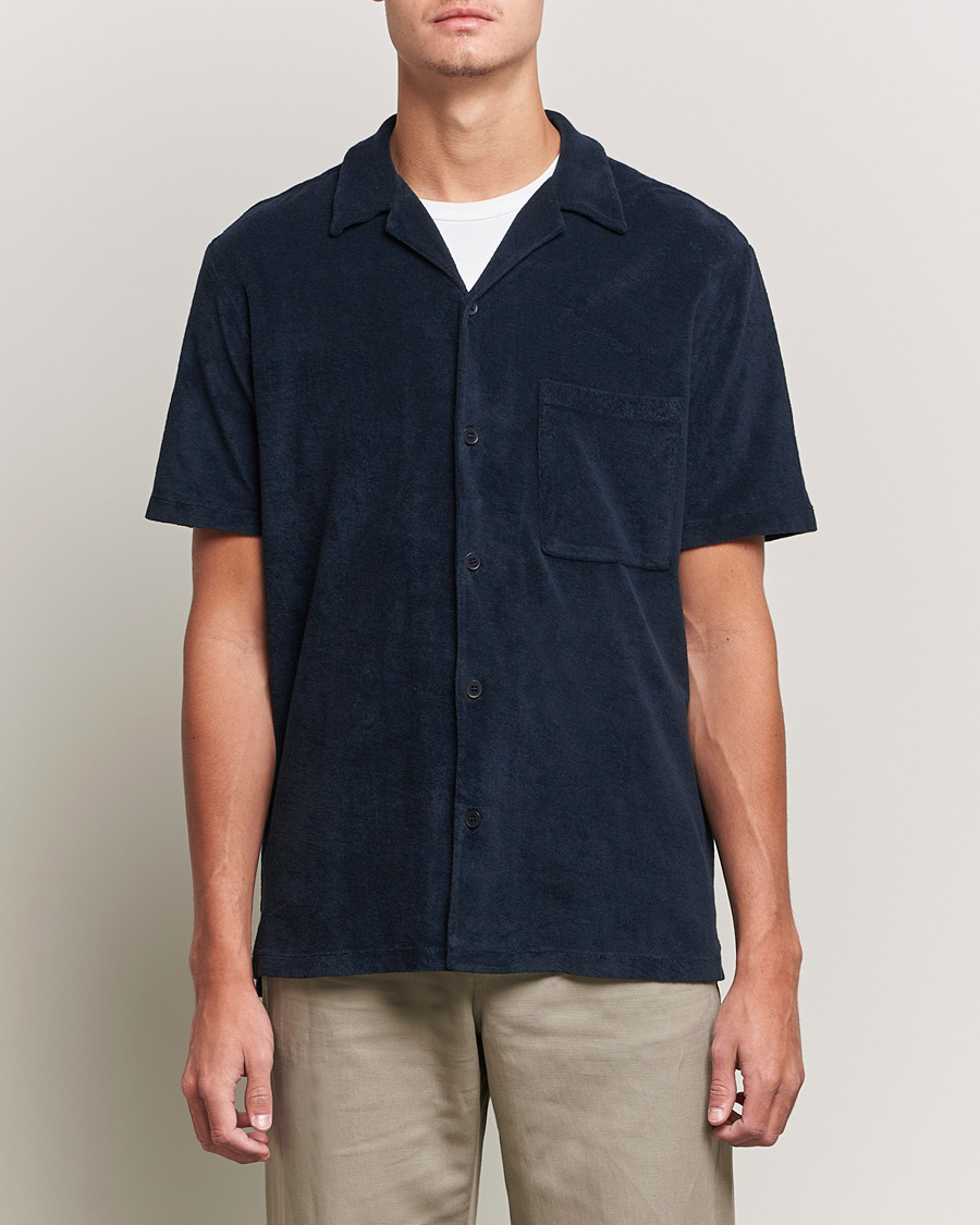 Men | Shirts | A Day's March | Yamu Short Sleeve Terry Shirt Navy