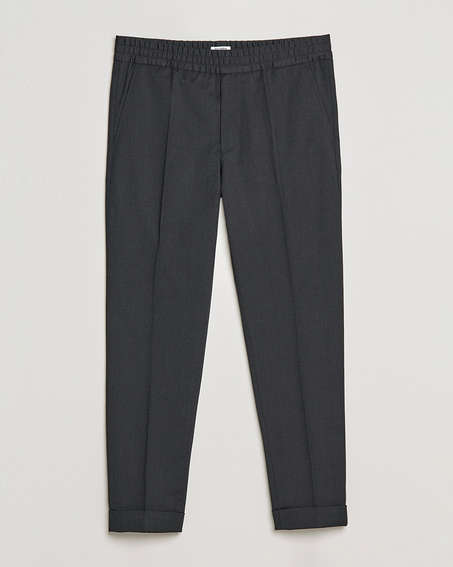 Men | Trousers | Filippa K | Terry Gabardine Cropped Turn Up Trousers Anthracite