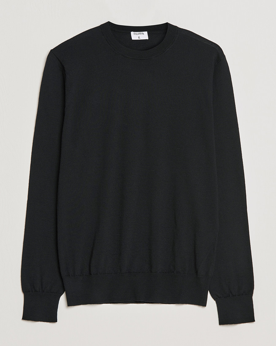 Men | Sweaters & Knitwear | Filippa K | Merino Round Neck Sweater Black