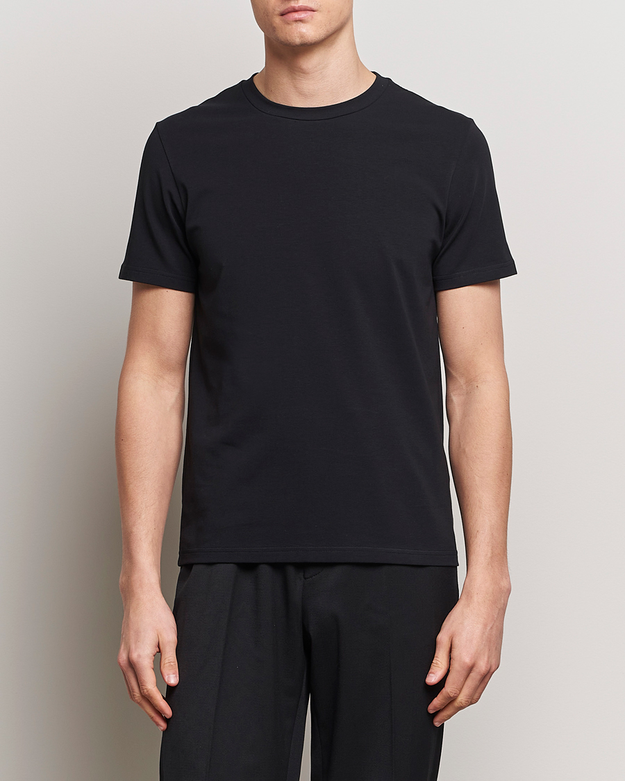 Men | Black t-shirts | Filippa K | Soft Lycra Tee Black