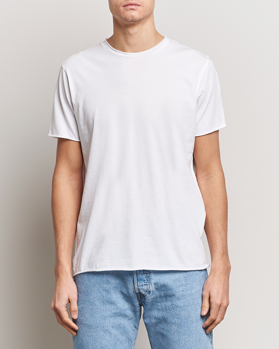 Men | White t-shirts | Filippa K | Roll Neck Crew Neck Tee White