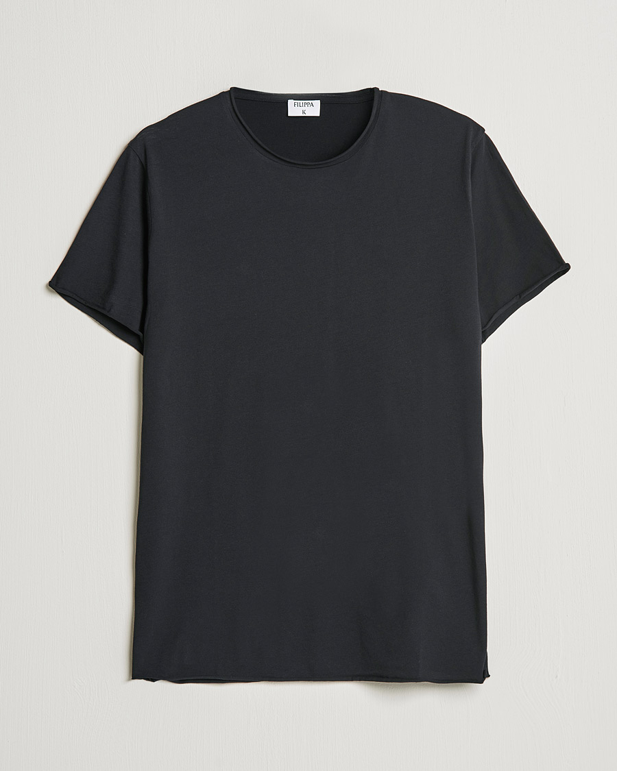 Men | T-Shirts | Filippa K | Roll Neck Crew Neck Tee Black