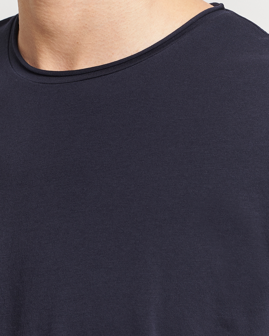 Men | T-Shirts | Filippa K | Roll Neck Crew Neck Tee Navy