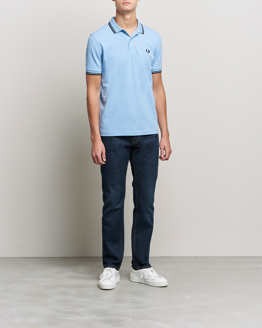 Men | Polo Shirts | Fred Perry | Twin Tip Polo Sky Blue Black