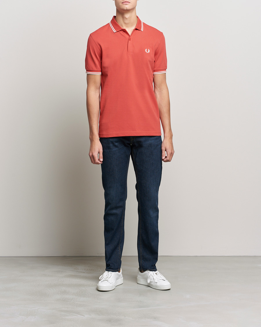 Men | Polo Shirts | Fred Perry | Twin Tip Polo Washed Red