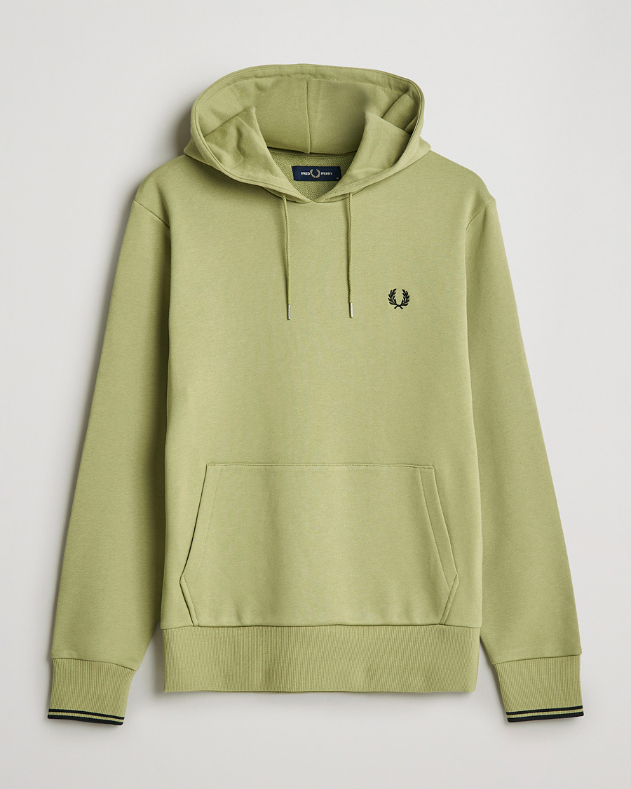 Men | Sweaters & Knitwear | Fred Perry | Tipped Hooded Sweatshirt Sage Green 