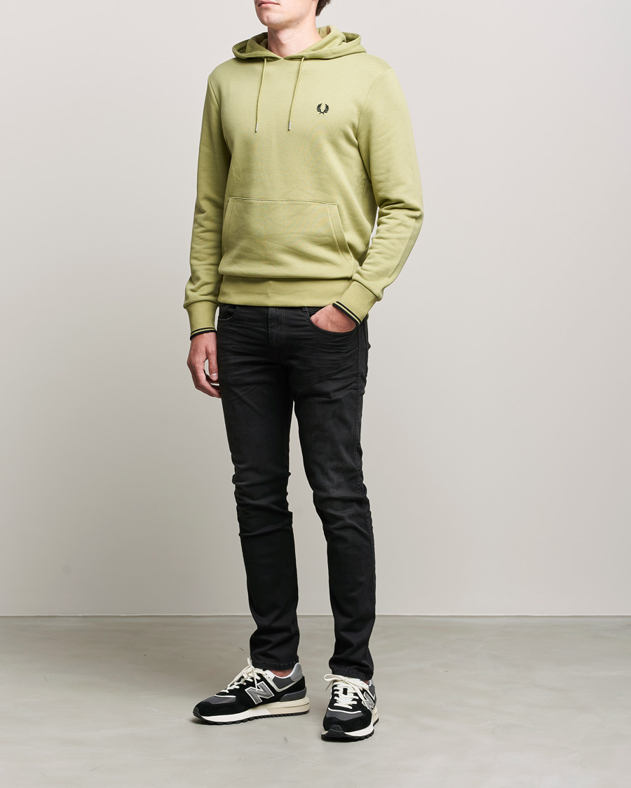 Men | Sweaters & Knitwear | Fred Perry | Tipped Hooded Sweatshirt Sage Green 