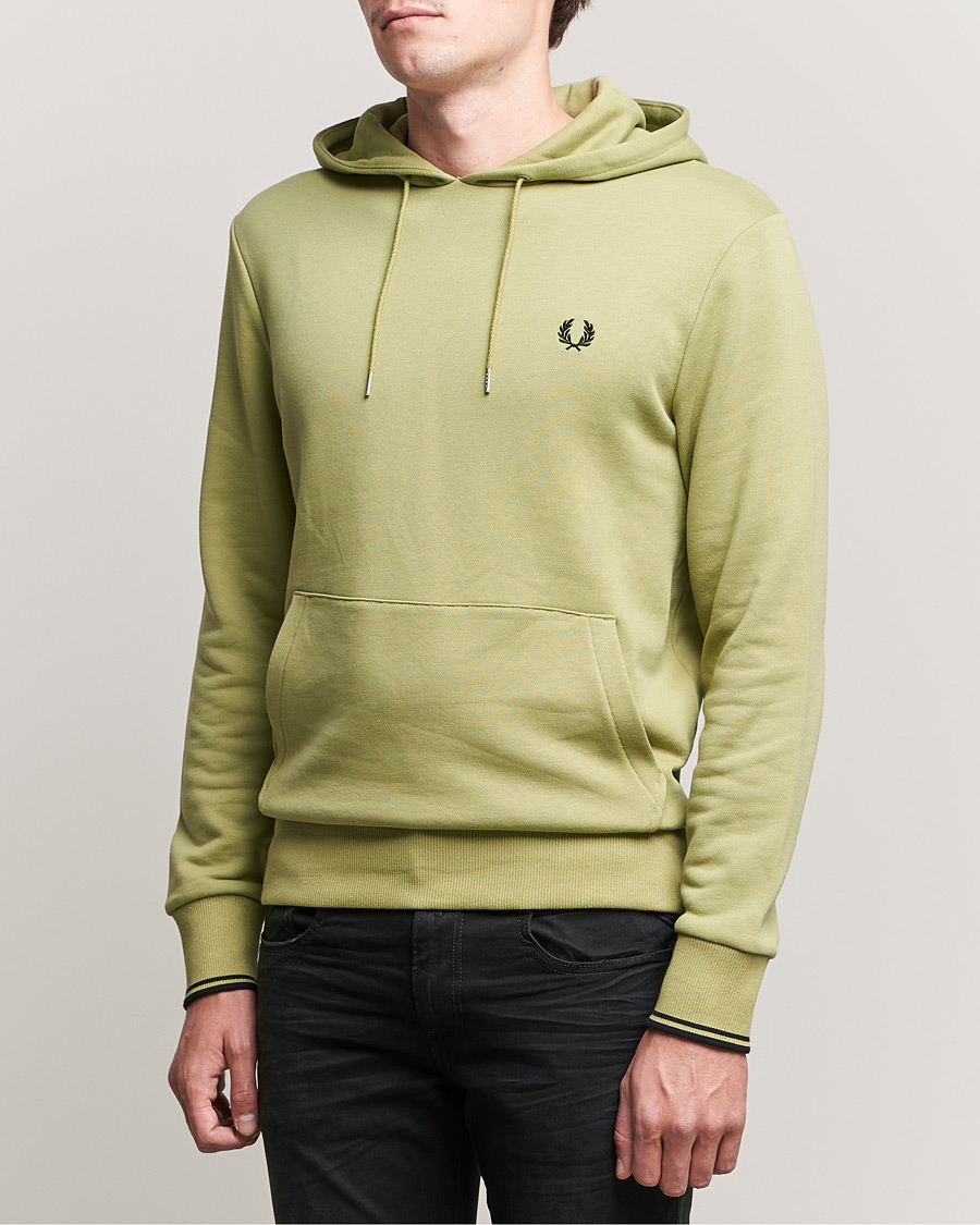 Men | Sweaters & Knitwear | Fred Perry | Tipped Hooded Sweatshirt Sage Green 