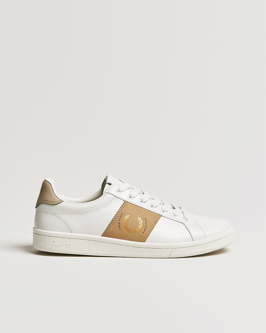 Men | Fred Perry B721 Pique Embossed Leather Sneaker Porcelain | Fred Perry | B721 Pique Embossed Leather Sneaker Porcelain