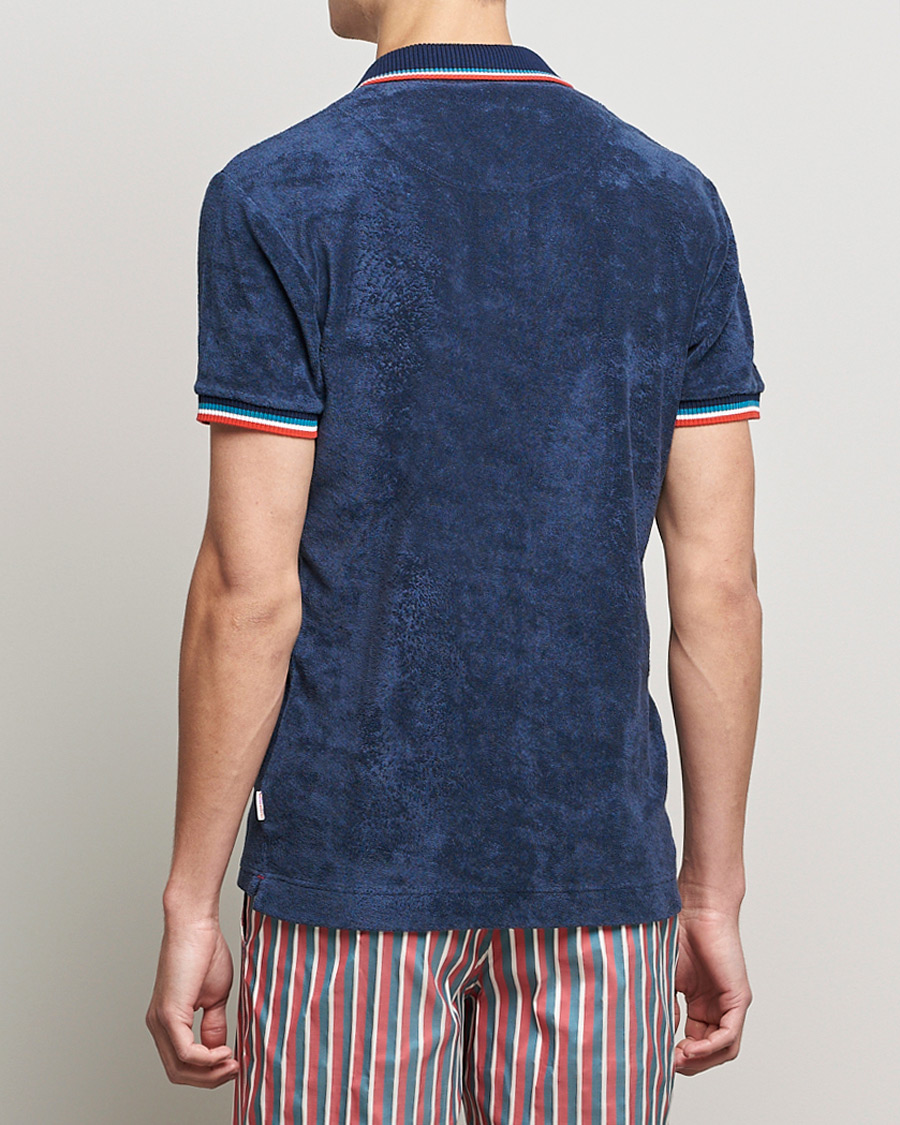 Men | Polo Shirts | Orlebar Brown | Jarrett Towelling Striped Tipping Polo Navy