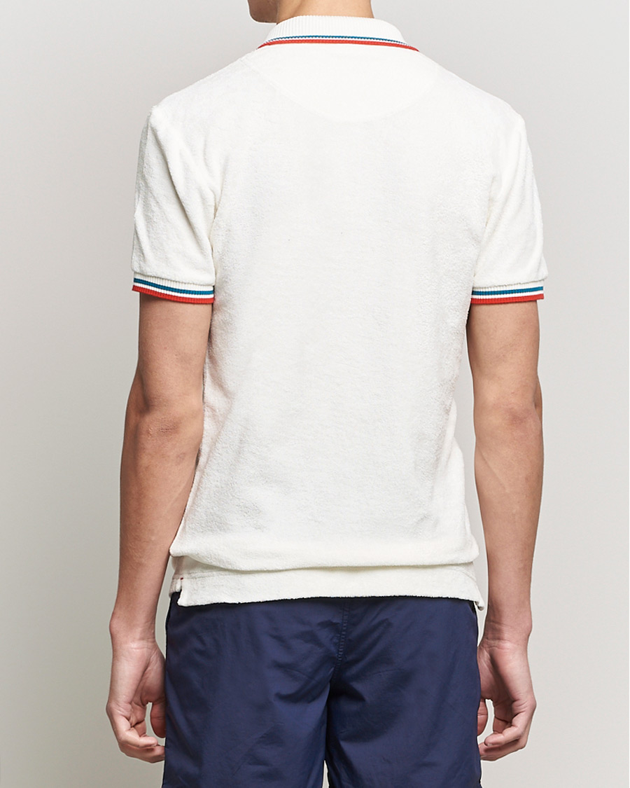 Men | Polo Shirts | Orlebar Brown | Jarrett Towelling Striped Tipping Polo White Sand